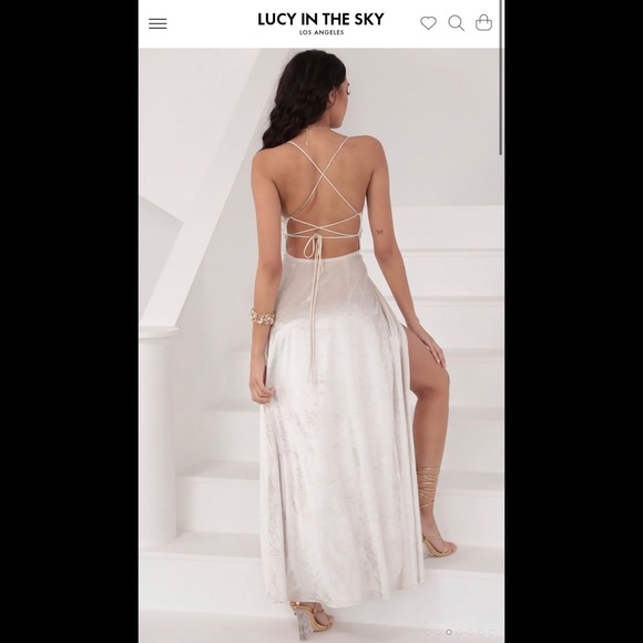 Lucy In The Sky Velvet Twist Front Maxi Prom Dress - Picture 2 of 8